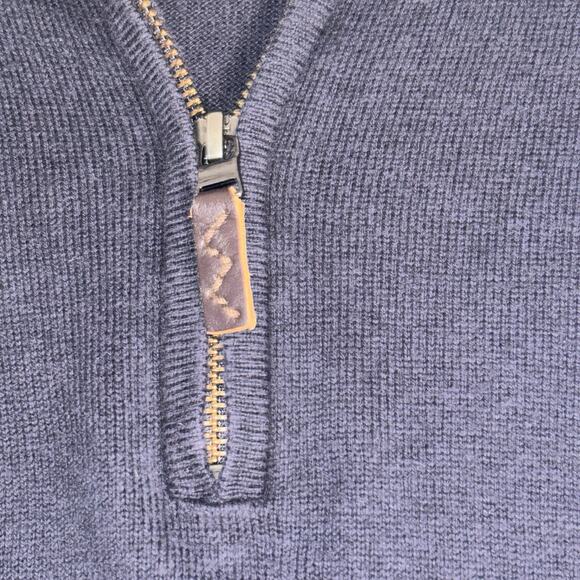 Eddie Bauer‎ Sweater Mens M Navy Blue Half Zip Cotton Cashmere Pullover Soft - Picture 8 of 15